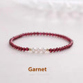 Women's artificial pearl bracelet with New Chinese garnet crystal beads in 3mm or 4mm size options