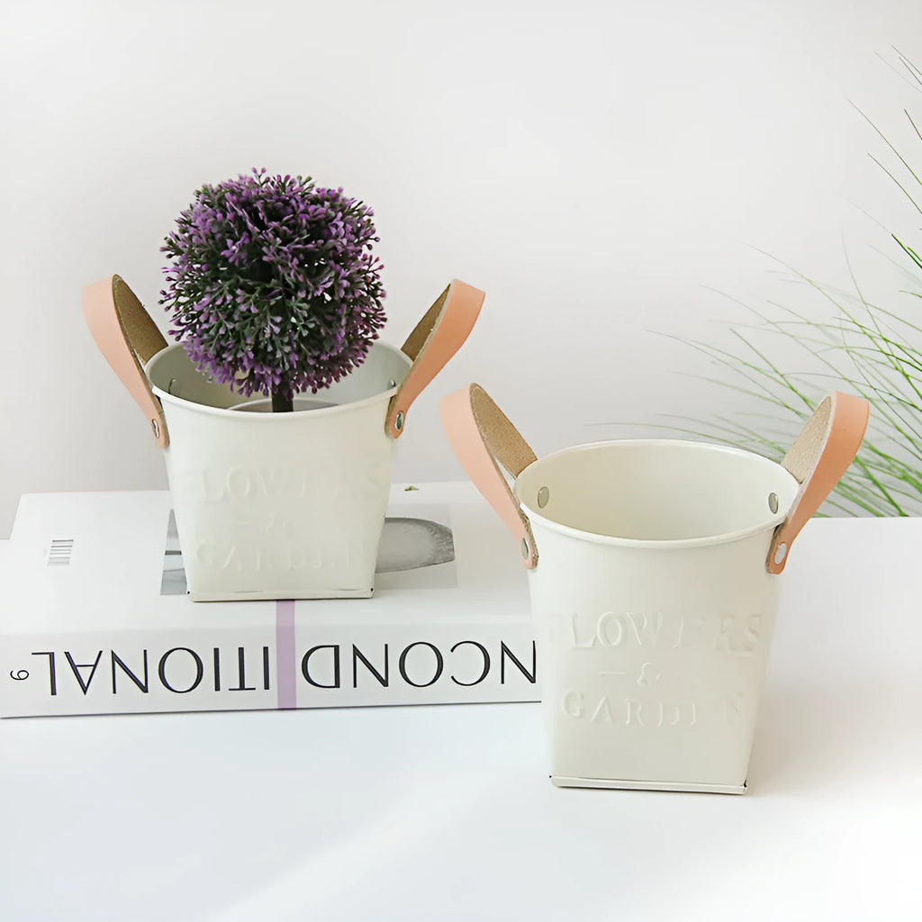 Iron flower pot American style desktop display large size handcrafted metal pot