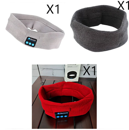 Black Bluetooth sports headband with integrated audio controls and 110mAh battery for workouts