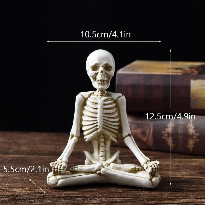 Halloween horror desktop decoration resin ornaments featuring detailed yoga skull skeletons