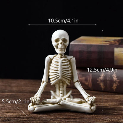 Halloween horror desktop decoration resin ornaments featuring detailed yoga skull skeletons