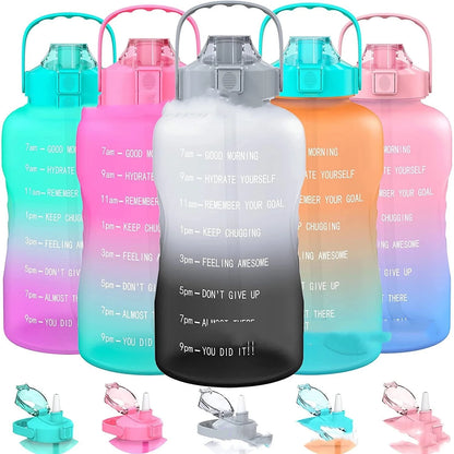 2.2L large capacity half gallon plastic space cup with time markings in gradient colours