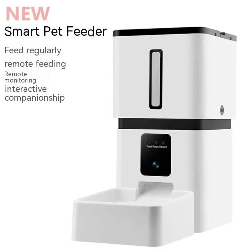 White intelligent 8L WiFi automatic pet feeder for cats and dogs with timing and portion control