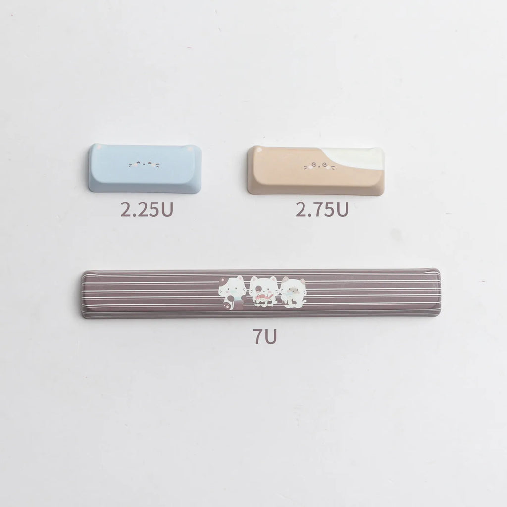 Sea Salt Cat PBT sublimation keycap full set with 7u space bar supplement for mechanical keyboards