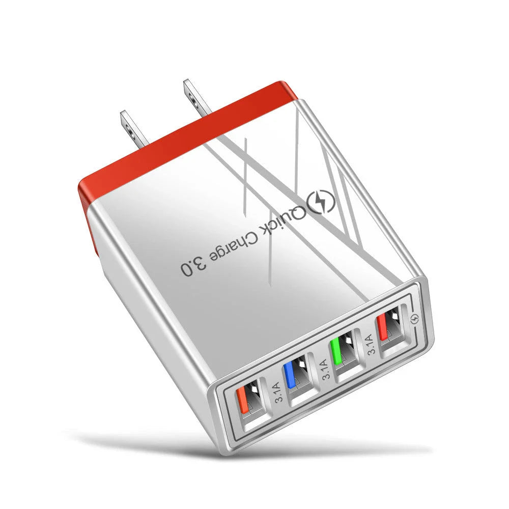 Powerful USB wall charger with Quick Charge 3.0 and 4 charging ports for fast, convenient device charging