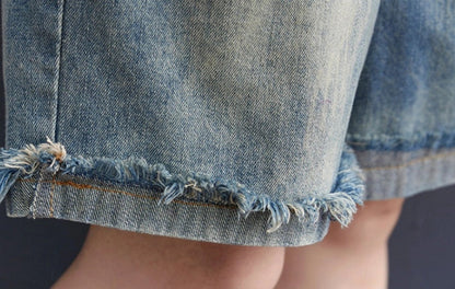 Women's denim suspenders in blue, Korean style design with adjustable straps