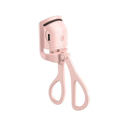 Rechargeable electric heated eyelash curler with temperature control settings, soft silicone pad, and compact, portable design for salon-quality lashes anytime, anywhere