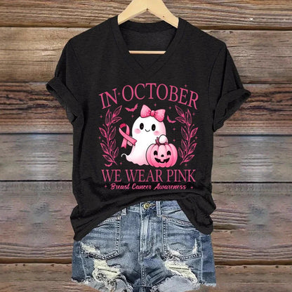 Women's printed V-neck short sleeve top in street hipster style with multiple colour options