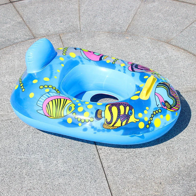 Inflatable baby swimming ring with cartoon design for safe water play
