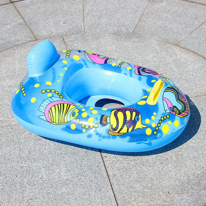 Inflatable baby swimming ring with cartoon design for safe water play