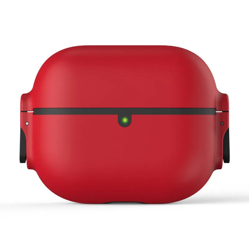 Frosted silicone PC hard case for AirPods with automatic bounce cover in red, white, and black colours