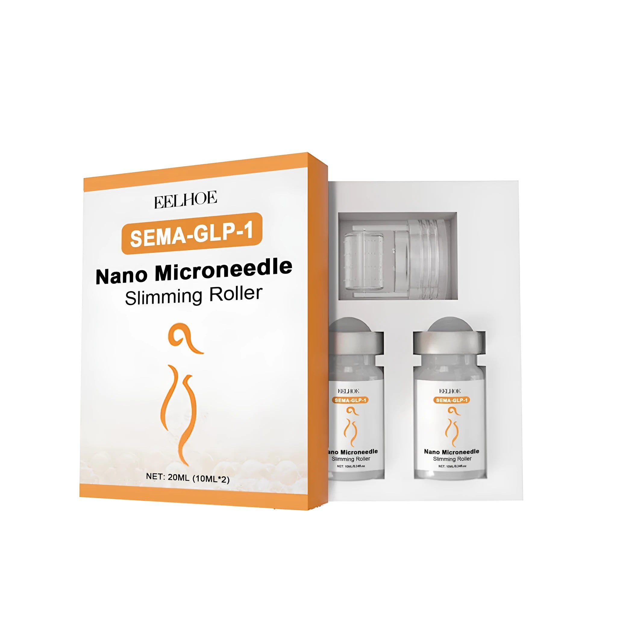 0.25mm titanium micro needle body shaping roller with two bottles of cooling gel essence.