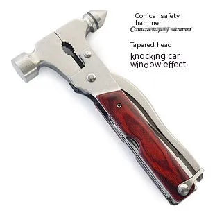 16-in-1 solid steel car emergency hammer with Oxford storage bag for window-breaking escape