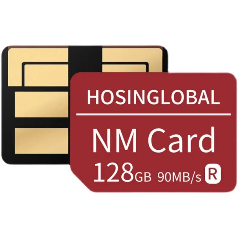 Red Huawei NM memory card 128G capacity with 90 MB/s read write speed for mobile phones