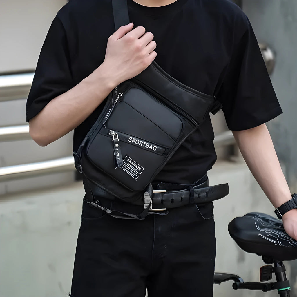 Men's waterproof nylon crossbody leg bag for cycling and outdoor sports in multiple colour options