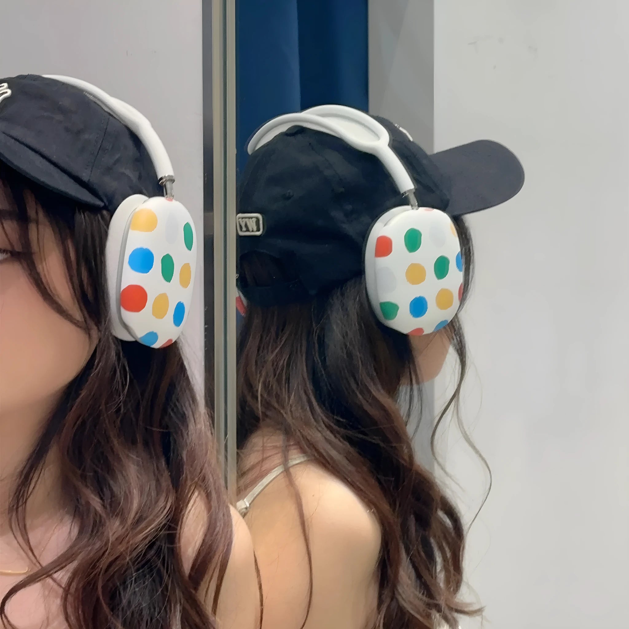 Wave point pattern silicone case for Apple AirPods Max headphones showing protective cover design