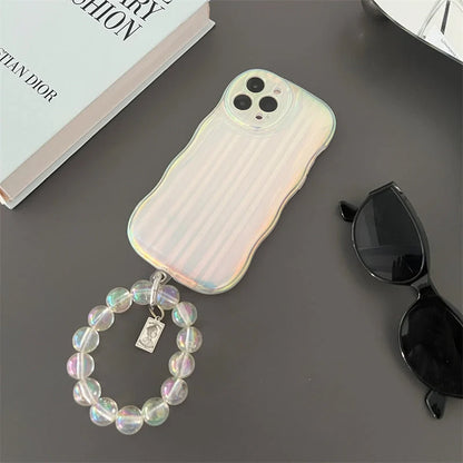 Laser Wave Silicone Phone Case with Gradient Laser Stripes for iPhone