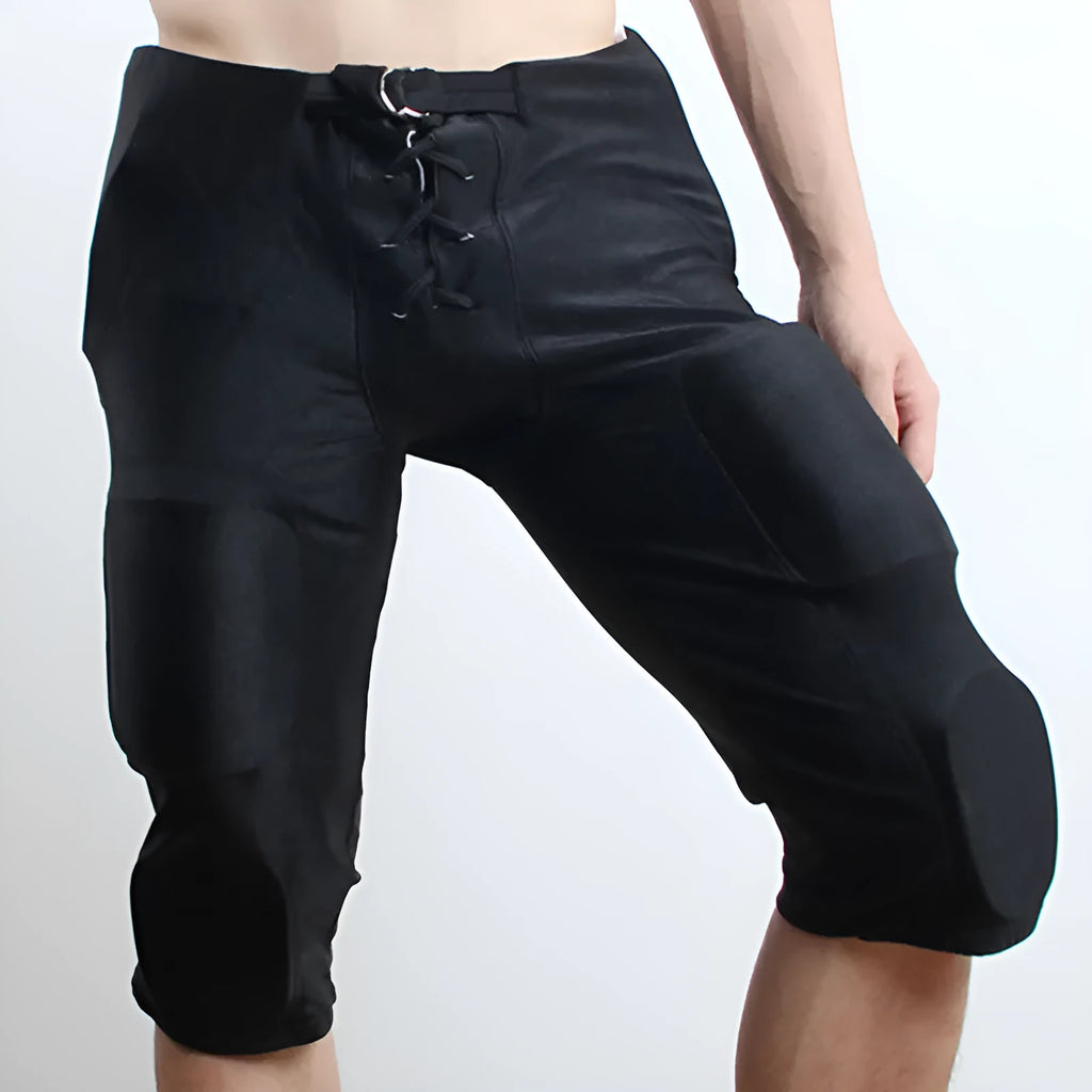 Anti-collision rugby pants men's hockey protective training pant Lycra fabric adult black
