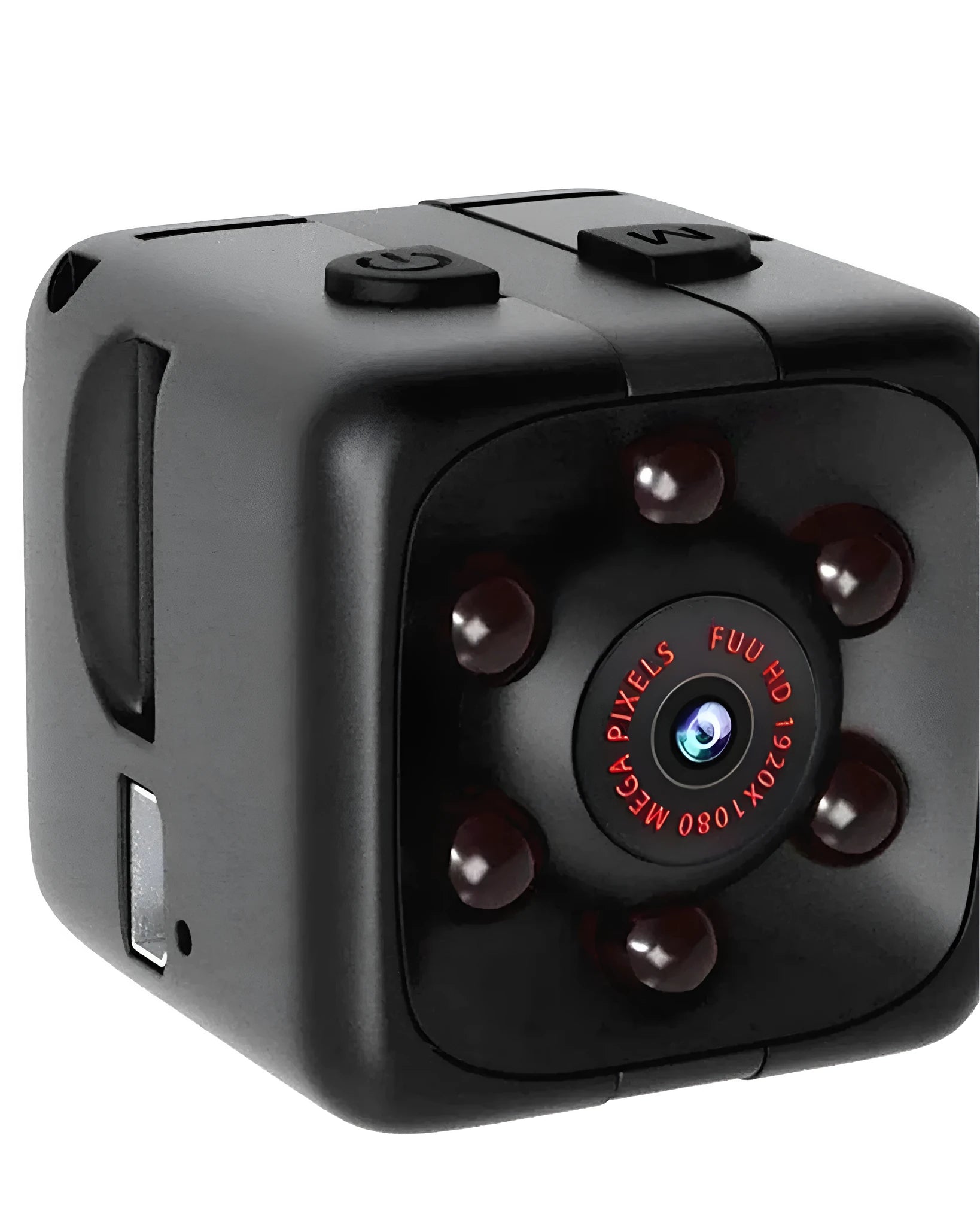 Black mini USB night vision camera with cable for 1080P recording and infrared capability