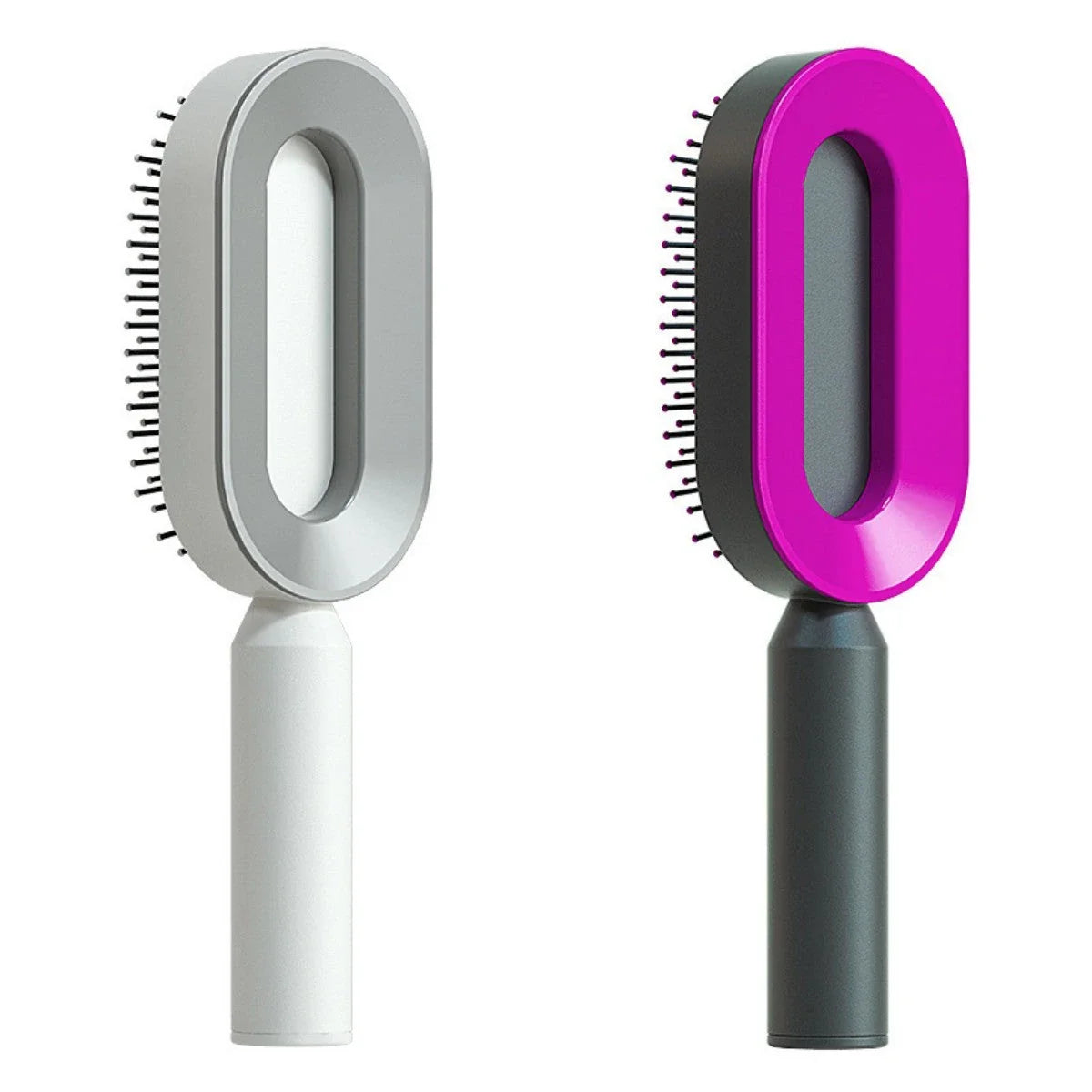 3D Air Cushion Hair Brush in elegant white, showcasing wide comb teeth and ergonomic handle
