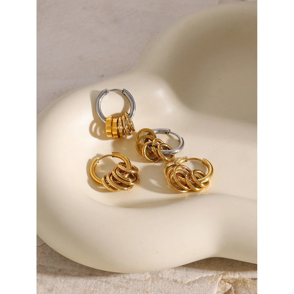 Personality brand stainless steel ins style earrings with electroplated colour finish