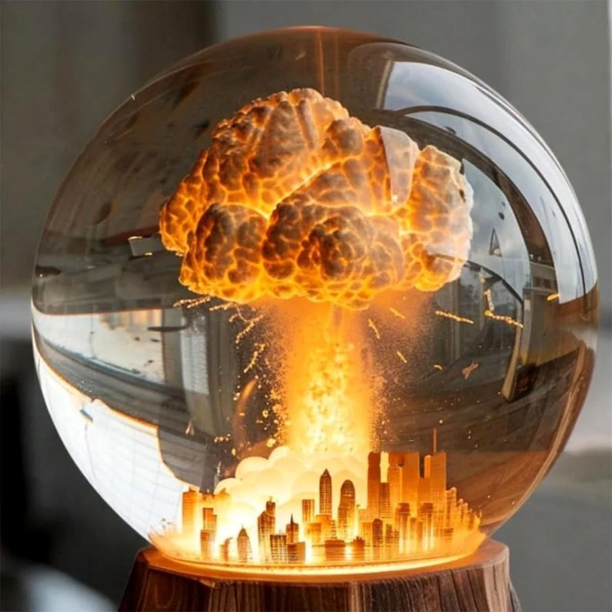 3D Mushroom Cloud Atomic Bomb Explosion Night Light on a desk