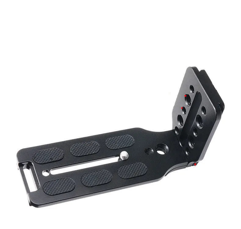 Universal L-Type fast mounting plate for Nikon DSLR cameras in black aluminium alloy