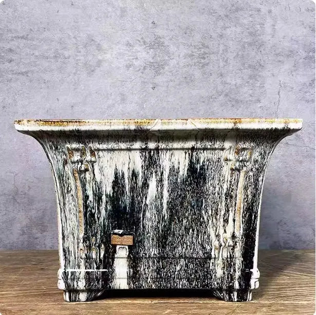 Ceramic square mouth flower pot with classical glaze finish in large size 36 for phalaenopsis