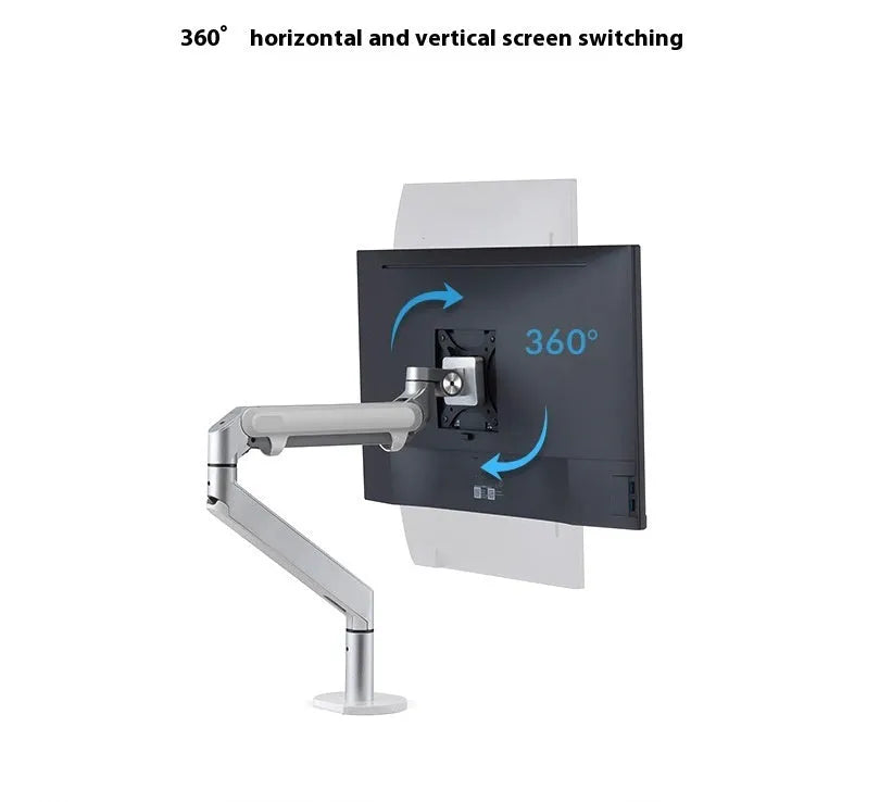 Aluminum alloy hover computer stand with air pressure arm bracket in silver colour