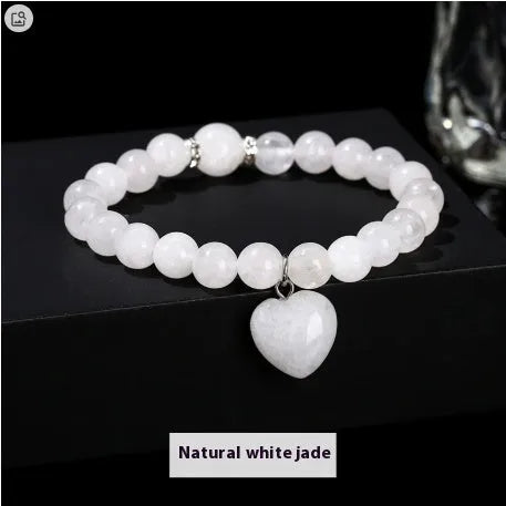 Handmade Tigereye crystal love pendant bracelet with geometric round pendant and natural stone beads in six colour options