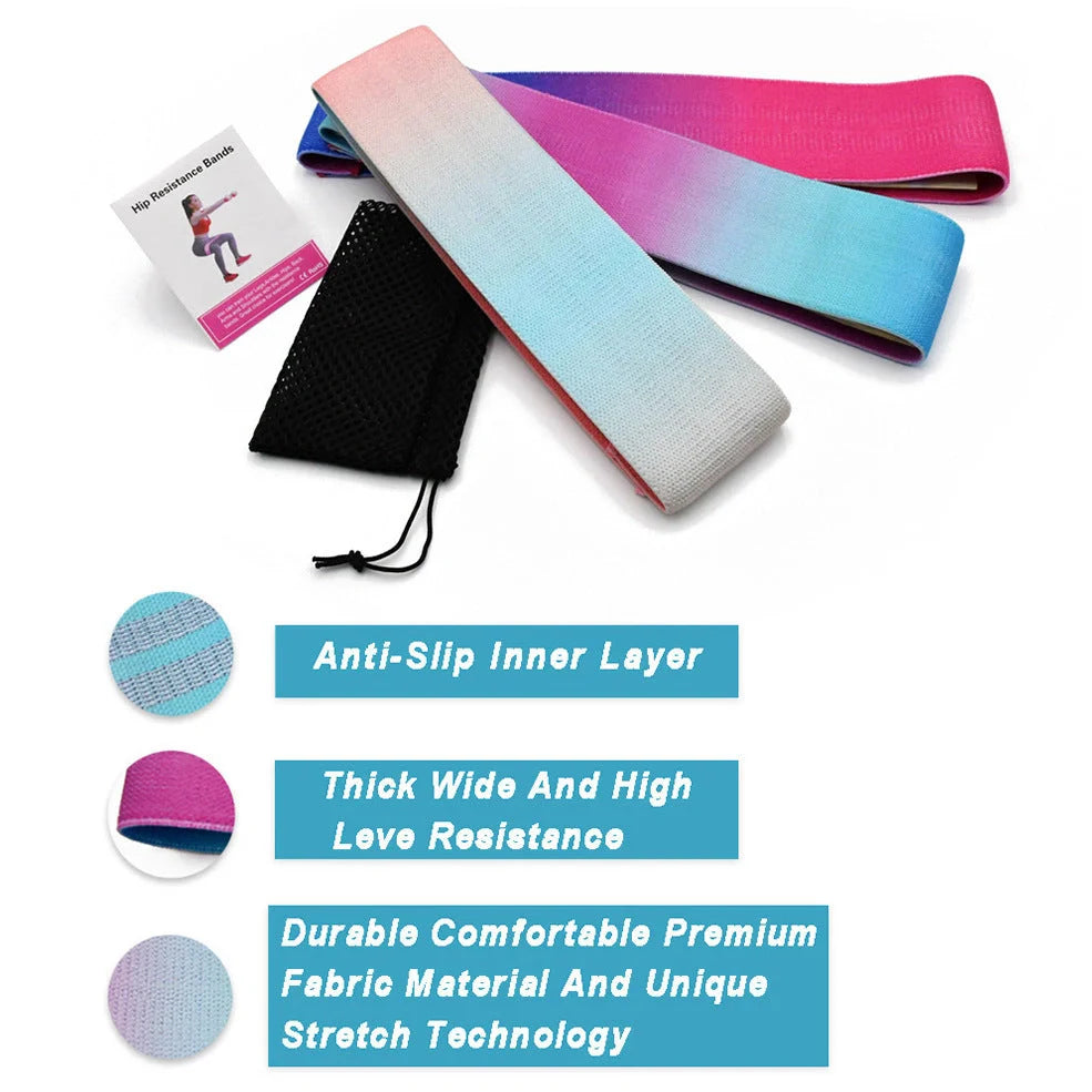 Anti-slip squat resistance band with woven cotton texture for improved grip during exercises