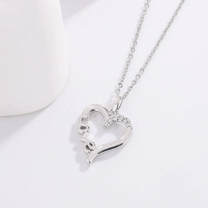 Creative Heart Design LOVE Titanium Steel Necklace with white gold finish