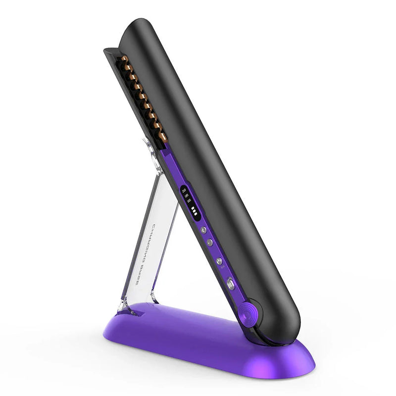 Cordless 2-in-1 Hair Straightener and Curler with Flexible Ceramic Plates