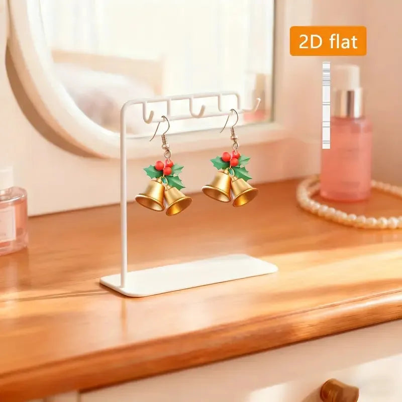 New Christmas tree bell casual earrings in acrylic geometric shape for unisex festive wear