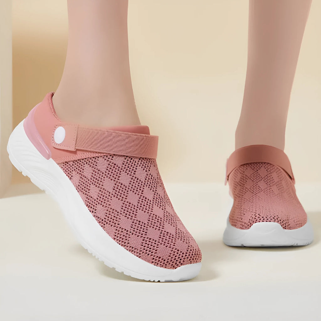 Women's breathable mesh slip-on sandals with round toe and PVC sole in multiple colours