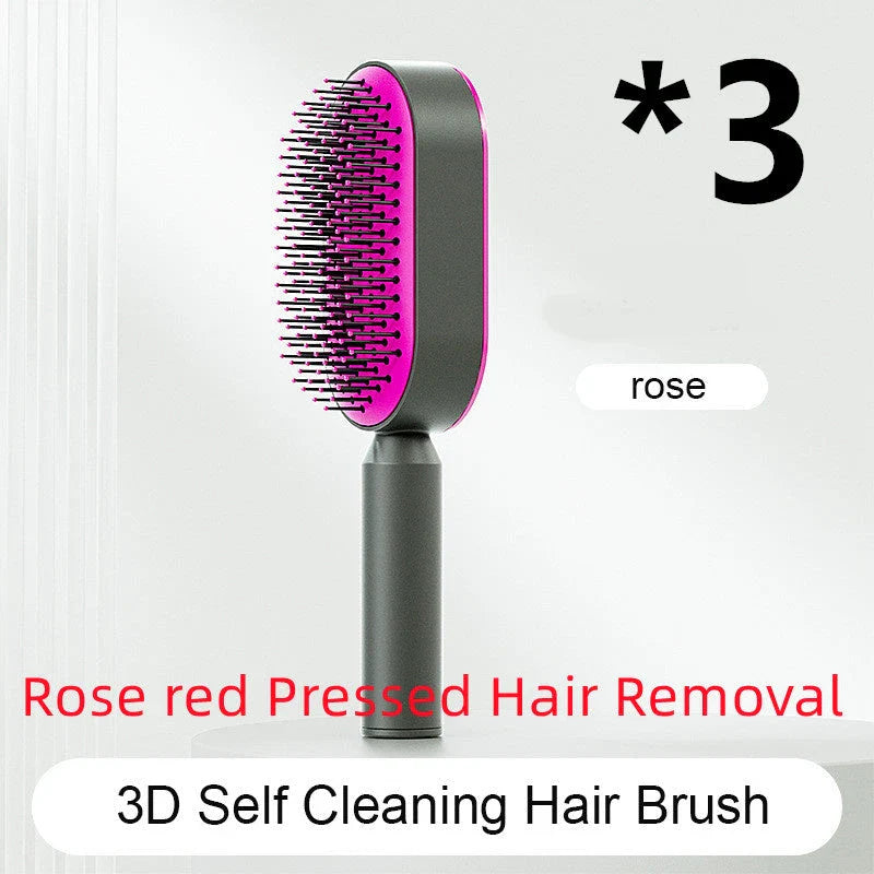 3D Air Cushion Hair Brush in elegant white, showcasing wide comb teeth and ergonomic handle