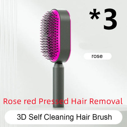 3D Air Cushion Hair Brush in elegant white, showcasing wide comb teeth and ergonomic handle