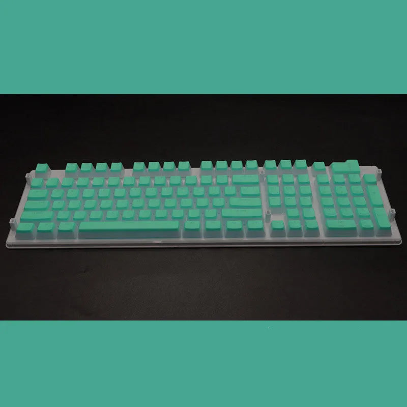 Set of 108 PBT keycaps with double-skin pudding cream design in various colours for mechanical keyboards.
