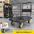 Folding platform truck with fence 72x48 black high-strength engineering plastic