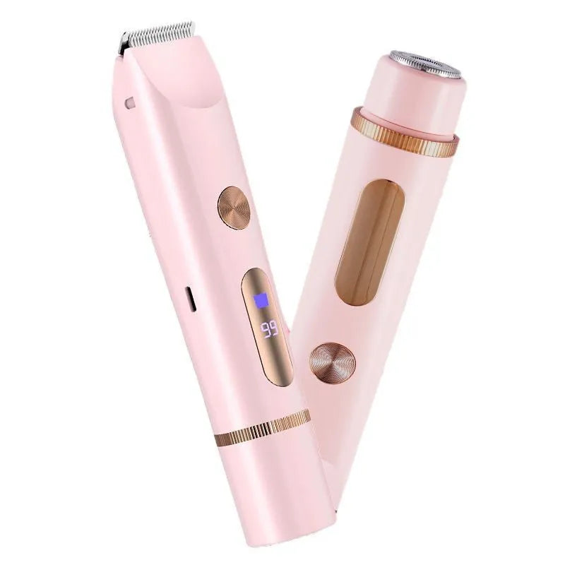 Double-headed electric lady shaver for armpit and whole body with dual motor and IPX6 waterproof, purple display model