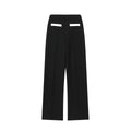 Women's contrast colour beaded leather top with high-waisted trousers street fashion suit