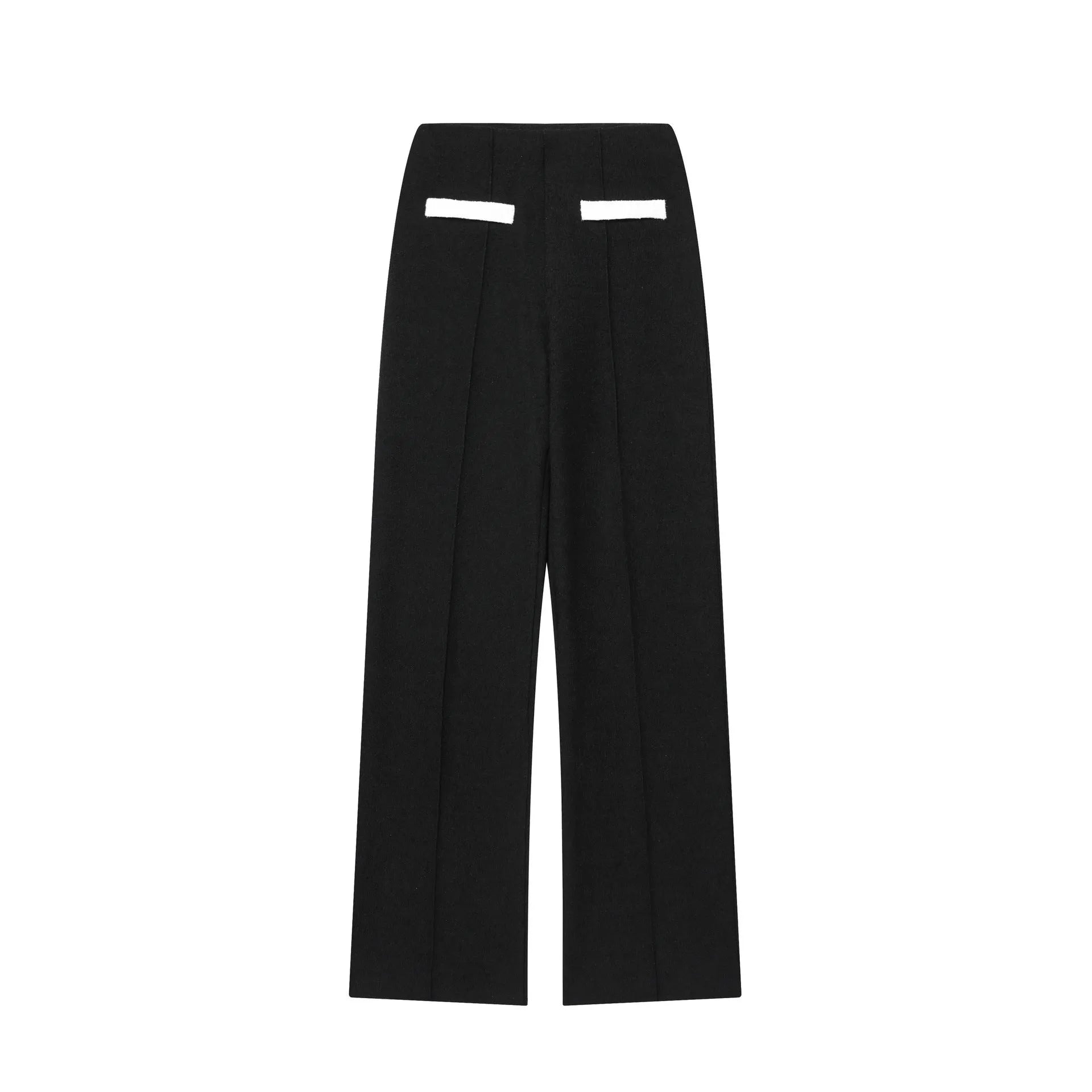 Women's contrast colour beaded leather top with high-waisted trousers street fashion suit
