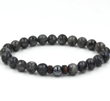Men's black volcanic stone bracelet with unique stone combinations