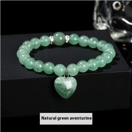 Handmade Tigereye crystal love pendant bracelet with geometric round pendant and natural stone beads in six colour options