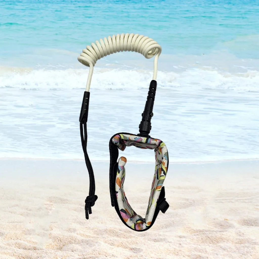 A high elastic surfboard hand holding rope, shown in a random colour, for securing boards.