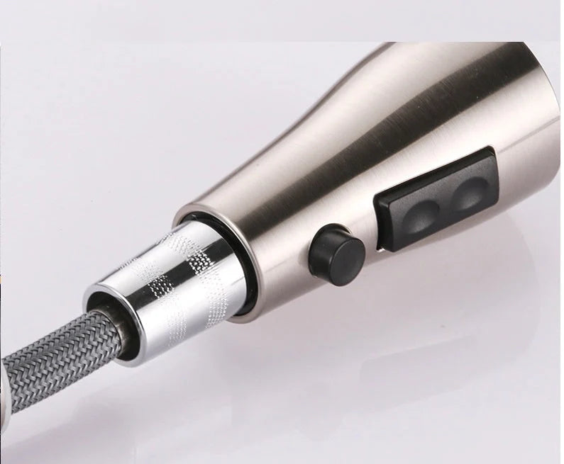 Brushed copper kitchen faucet with pull-out functionality and stainless steel construction