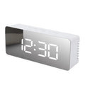 LED digital mirror desktop alarm clock with plastic shell, USB power, and mirror surface for grooming