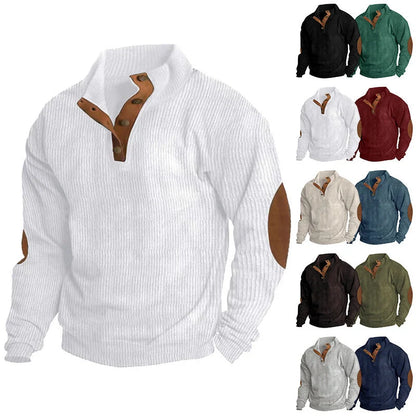 Corduroy casual stand collar long-sleeved sweater in various colours
