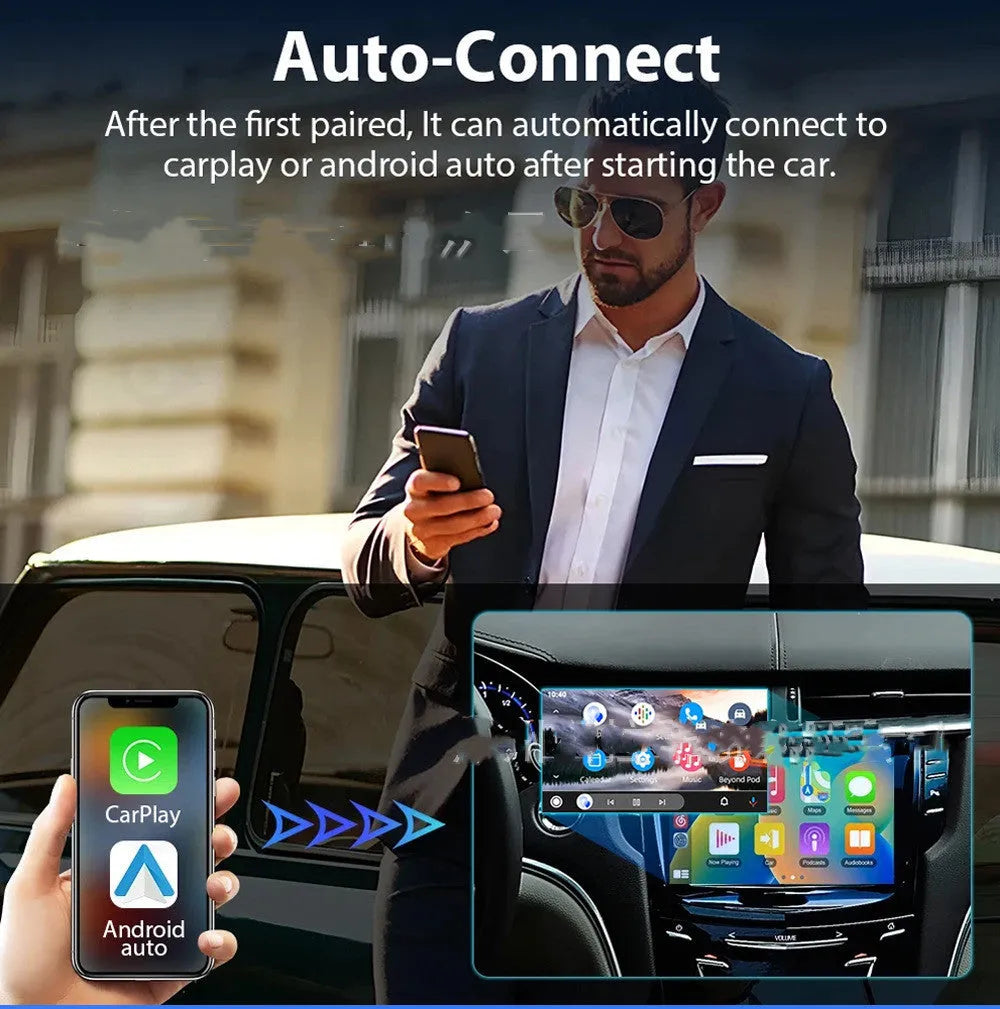 9-inch black car GPS navigation unit with capacitive touch screen and USB-A interface