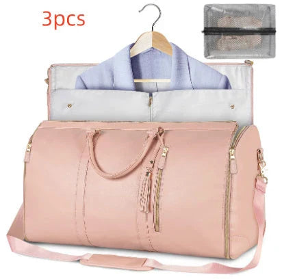 Spacious Travel Duffle Bag: Versatile Women's Handbag with Foldable Suit Compartment and Waterproof Design